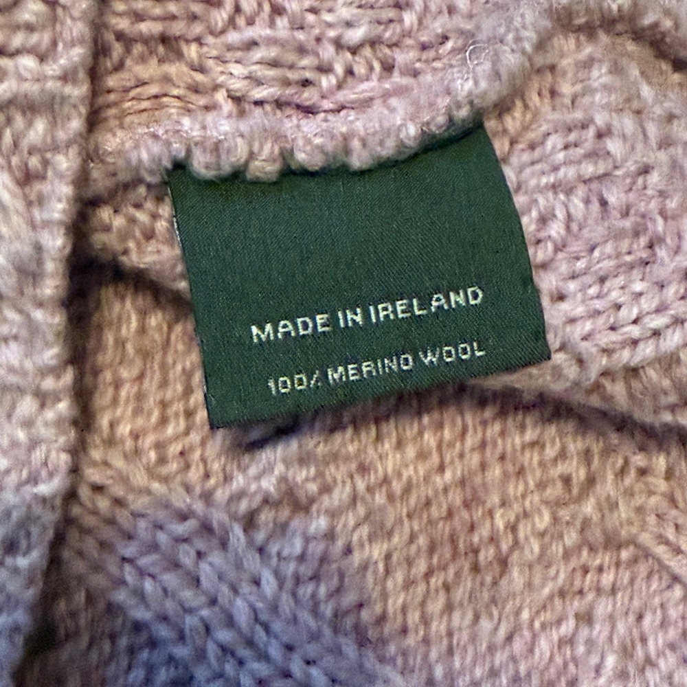 Aran Sweater Market Womens M Merino Wool Cable Knit Sweater Ireland Dusty Rose - Picture 5 of 8